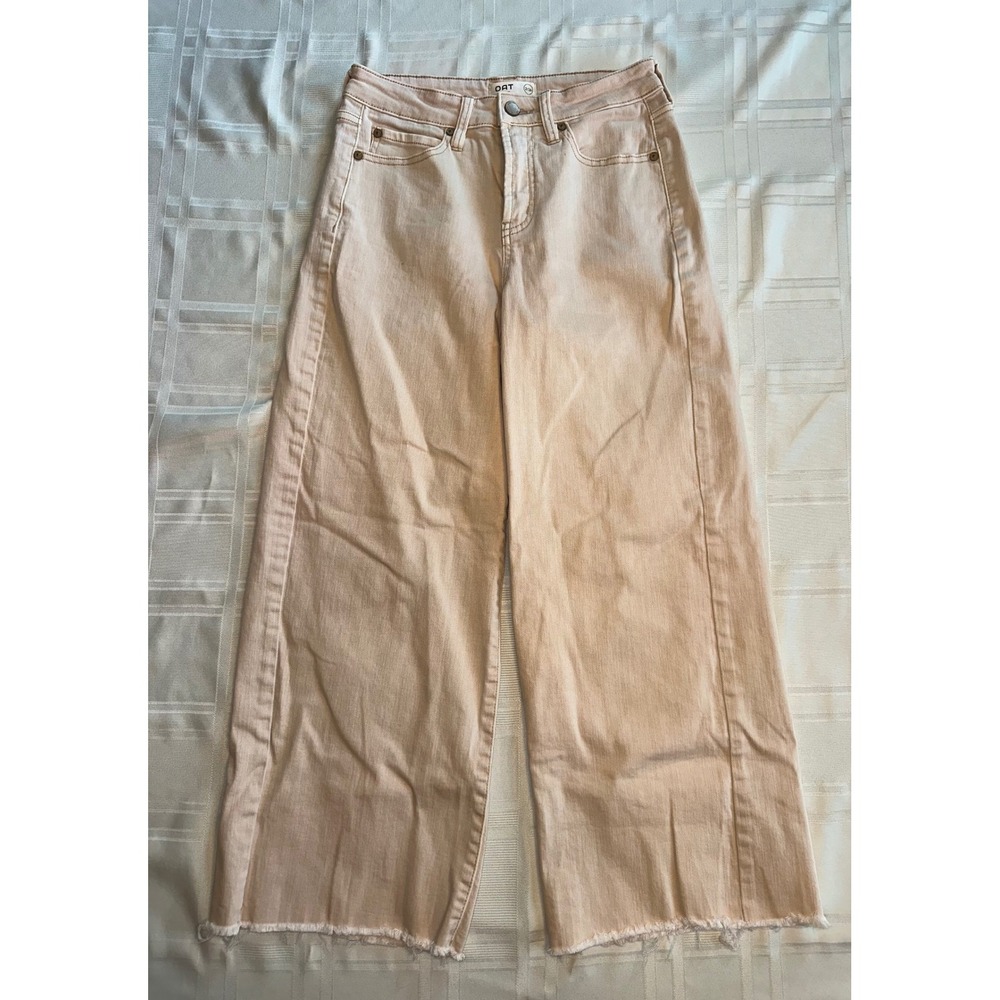 OAT New York Jeans Women 2/26 Peach Wide Leg Raw Hem High Rise 1041-SJTJ